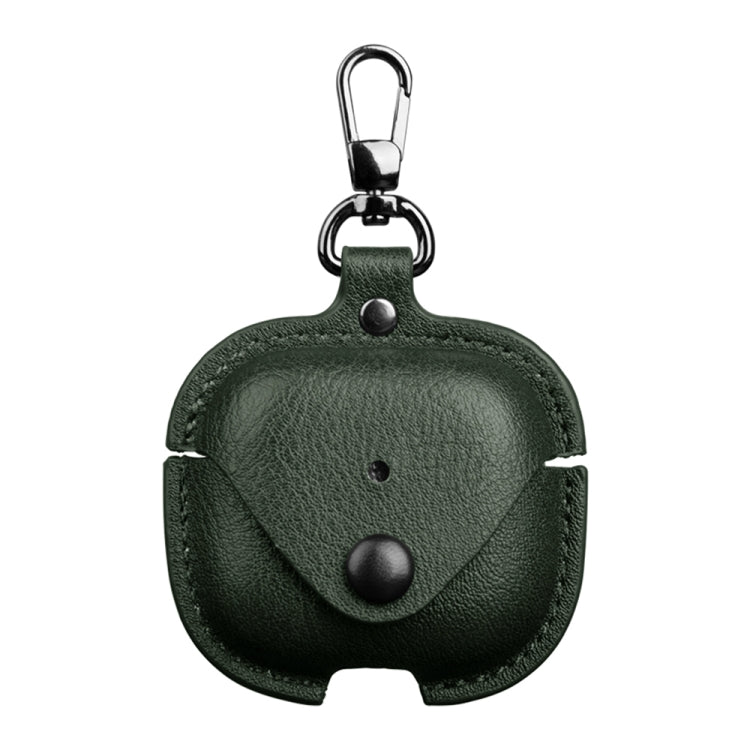For AirPods 4 Business Leather Earphone Protective Case with Hook(Green) - For AirPods 4 by PMC Jewellery | Online Shopping South Africa | PMC Jewellery | Buy Now Pay Later Mobicred