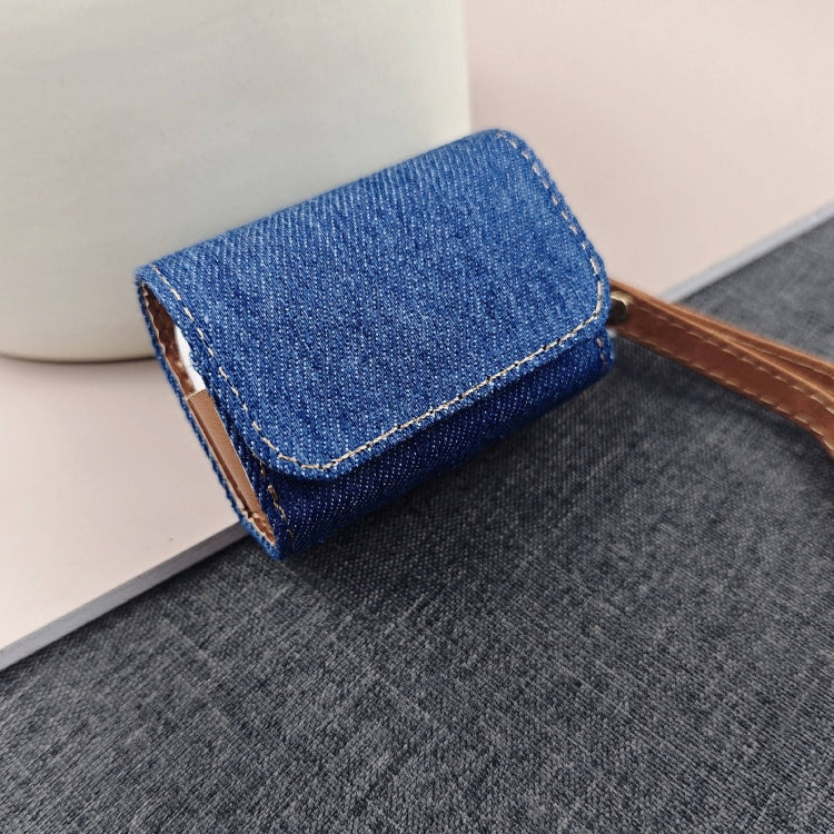 For AirPods 3 Cowboy Fabric Texture PU Headset Protective Bag(Dark Blue) - free shipping - PMC Jewellery - Order now!