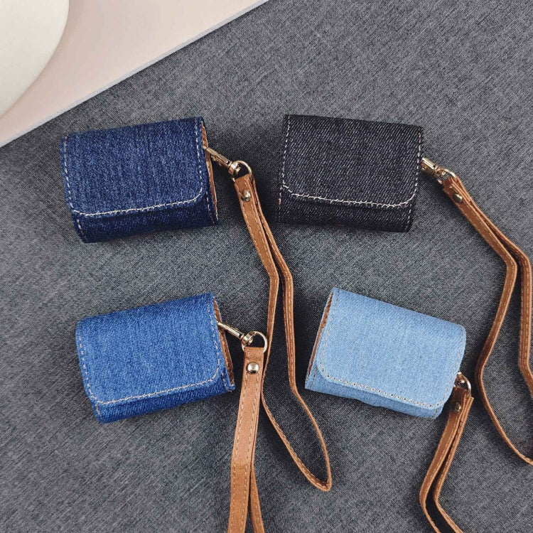 For AirPods Pro Cowboy Fabric Texture PU Headset Protective Bag(Blue) - For AirPods Pro by PMC Jewellery | Online Shopping South Africa | PMC Jewellery | Buy Now Pay Later Mobicred
