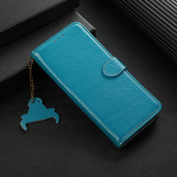For Motorola Edge 50 Genuine Leather Litchi Texture RFID Leather Phone Case(Blue) - Motorola Cases by PMC TechLife | Online Shopping South Africa | PMC TechLife | Buy Now Pay Later Mobicred