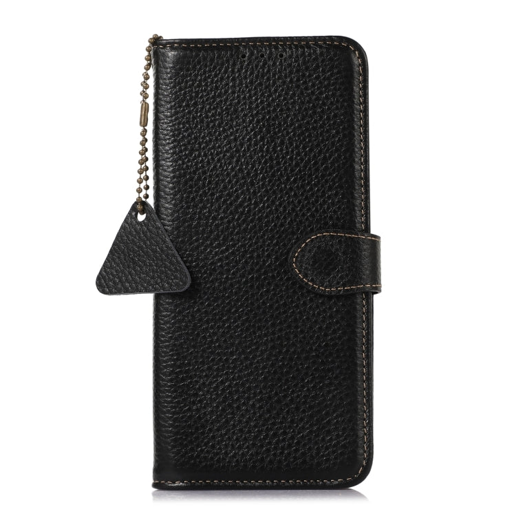 For Motorola Edge 50 Neo Genuine Leather Litchi Texture RFID Leather Phone Case(Black) - Motorola Cases by PMC TechLife | Online Shopping South Africa | PMC TechLife | Buy Now Pay Later Mobicred