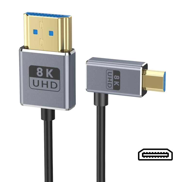 1.2m Coaxial Micro HDMI to HDMI 8K UHD 48Gbps Video Connection Cable, Style:Left Elbow - Cable by PMC Jewellery | Online Shopping South Africa | PMC Jewellery | Buy Now Pay Later Mobicred