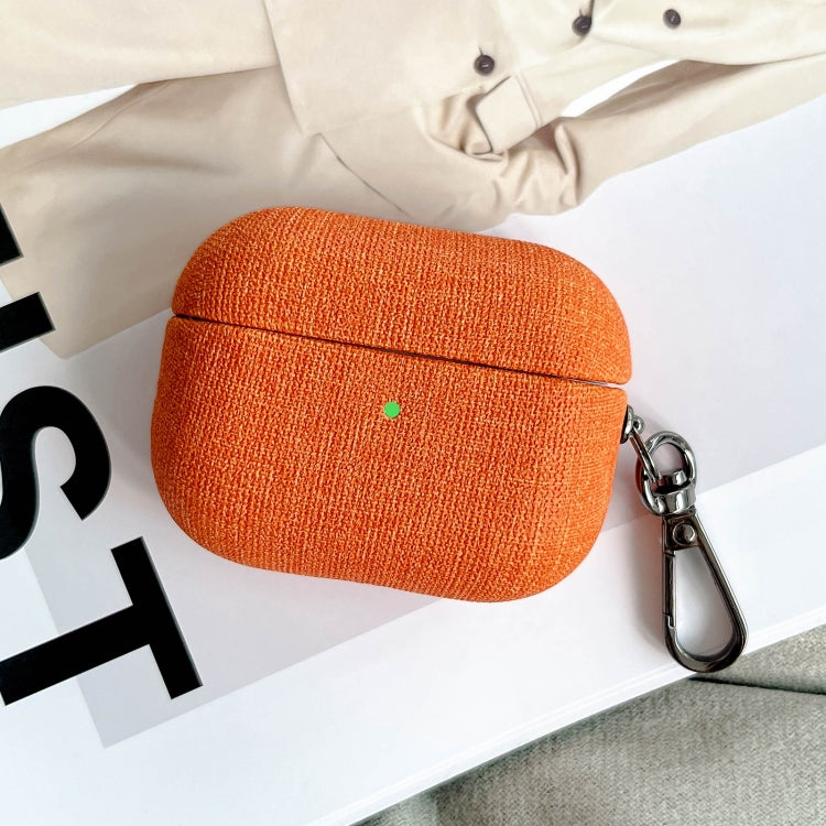 For AirPods 4 Fine Cloth Texture Earbuds Box PC Case with Hook(Orange) - For AirPods 4 by PMC Jewellery | Online Shopping South Africa | PMC Jewellery | Buy Now Pay Later Mobicred