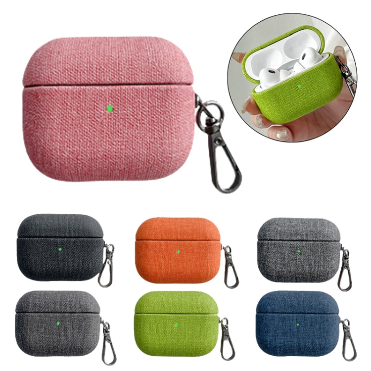 For AirPods Pro 2 Fine Cloth Texture Earbuds Box PC Case with Hook(Pink) - free shipping - PMC Jewellery - Order now!
