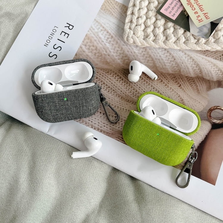 For AirPods Pro Fine Cloth Texture Earbuds Box PC Case with Hook(Green) - For AirPods Pro by PMC Jewellery | Online Shopping South Africa | PMC Jewellery | Buy Now Pay Later Mobicred