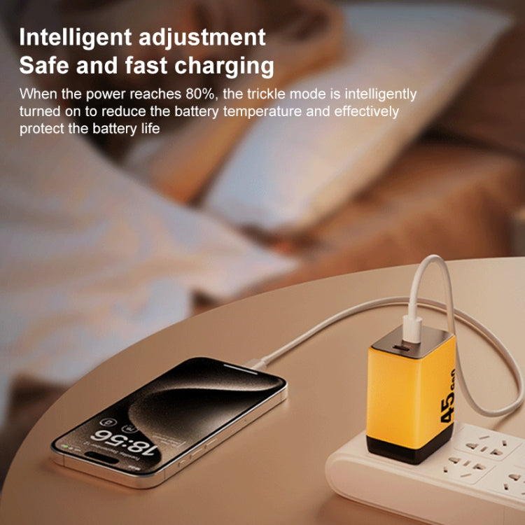 WK WP-U33 45W USB-C / Type-Cx2 GaN Fast Charger, Plug Type:UK Plug(Yellow) - USB Charger by WK | Online Shopping South Africa | PMC TechLife | Buy Now Pay Later Mobicred