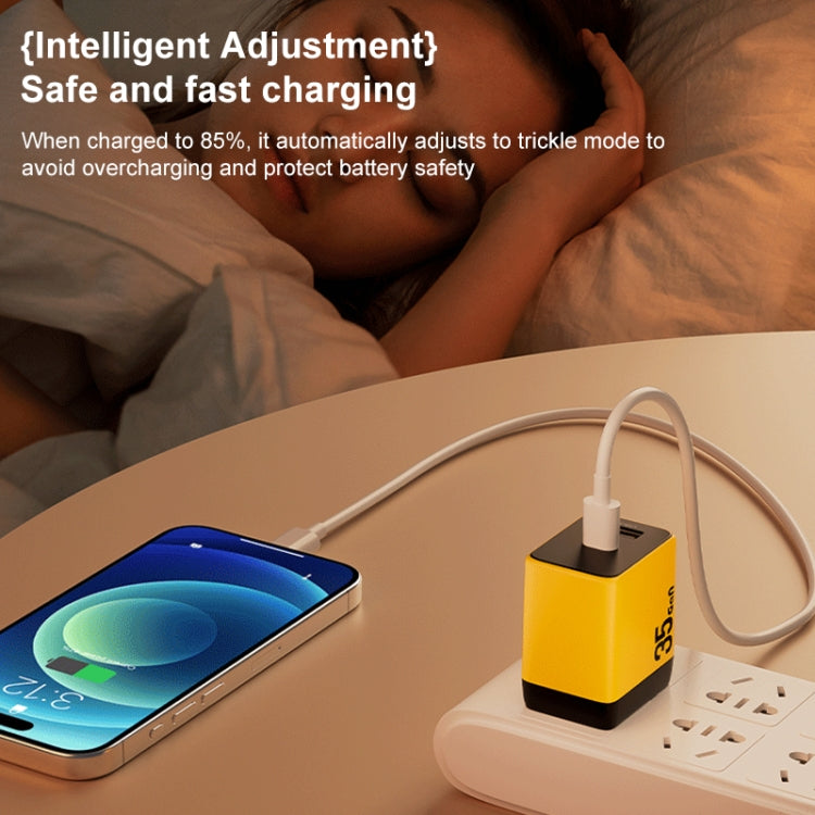 WK WP-U36 35W USB-C / Type-C, USB GaN Fast Charger, Plug Type:UK Plug(Yellow) - USB Charger by WK | Online Shopping South Africa | PMC TechLife | Buy Now Pay Later Mobicred