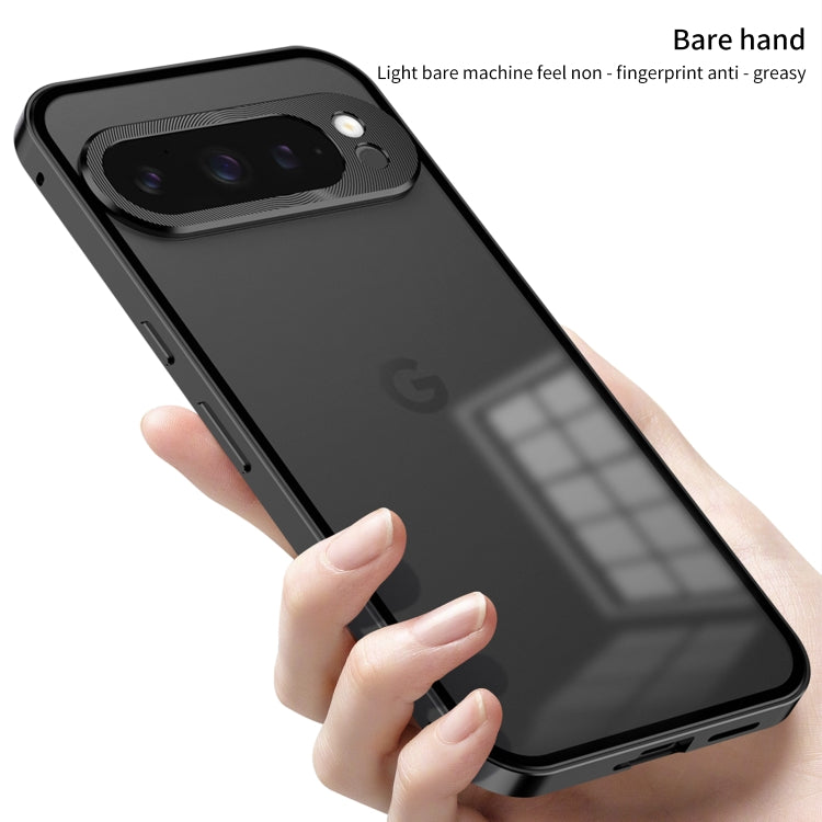 For Google Pixel 9 / 9 Pro Snap Buckle Metal Frame Frosted Phone Case(Grey) - Google Cases by PMC TechLife | Online Shopping South Africa | PMC TechLife | Buy Now Pay Later Mobicred