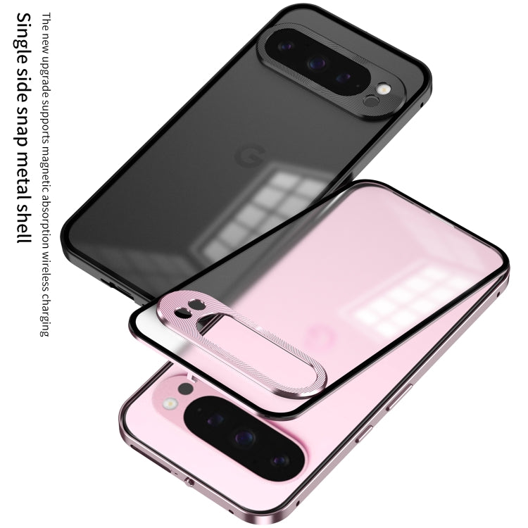 For Google Pixel 9 / 9 Pro Snap Buckle Metal Frame Frosted Phone Case(Grey) - Google Cases by PMC TechLife | Online Shopping South Africa | PMC TechLife | Buy Now Pay Later Mobicred