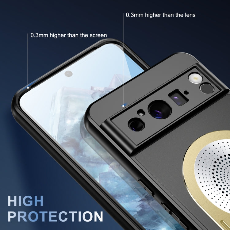 For Google Pixel 8 Pro Heat Dissipation Aromatherapy MagSafe Holder Phone Case(Gold) - Google Cases by PMC TechLife | Online Shopping South Africa | PMC TechLife | Buy Now Pay Later Mobicred