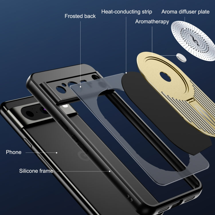 For Google Pixel 8 Pro Heat Dissipation Aromatherapy MagSafe Holder Phone Case(Gold) - Google Cases by PMC TechLife | Online Shopping South Africa | PMC TechLife | Buy Now Pay Later Mobicred
