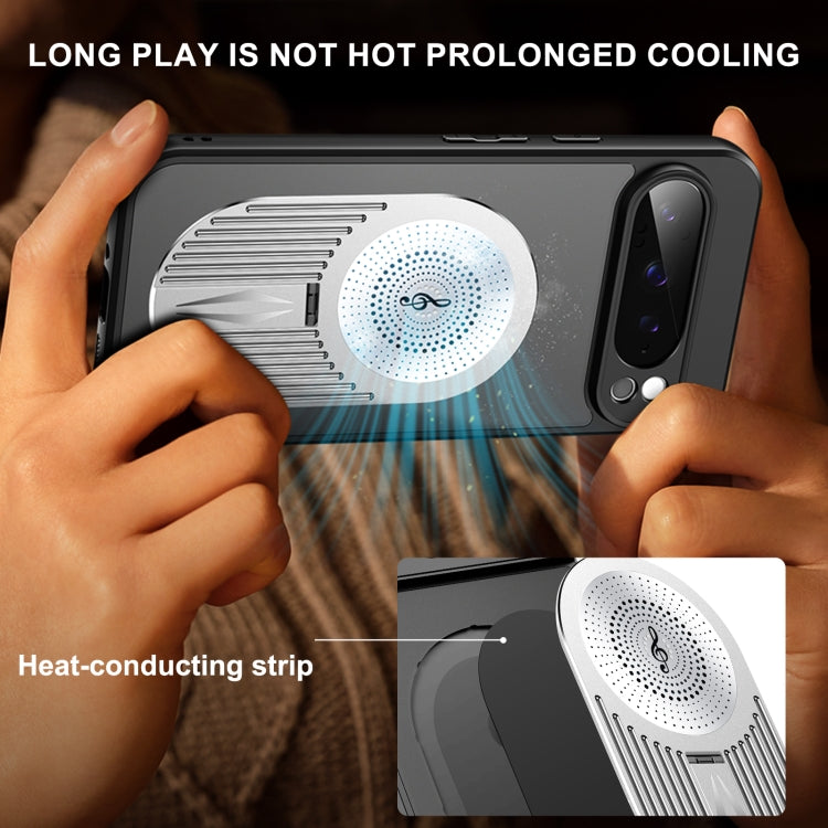 For Google Pixel 9 / 9 Pro Heat Dissipation Aromatherapy MagSafe Holder Phone Case(Silver) - Google Cases by PMC TechLife | Online Shopping South Africa | PMC TechLife | Buy Now Pay Later Mobicred