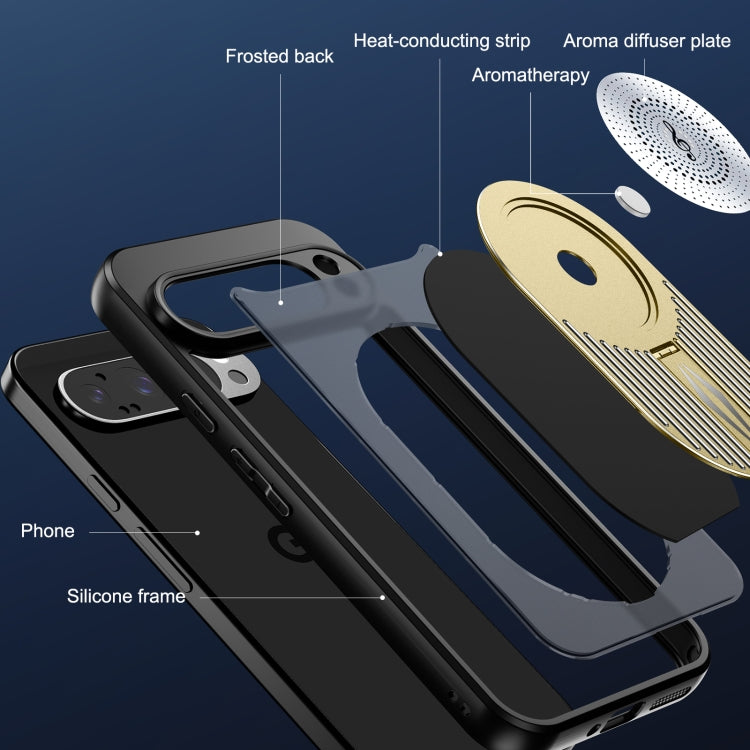 For Google Pixel 9 Pro XL Heat Dissipation Aromatherapy MagSafe Holder Phone Case(Gold) - Google Cases by PMC TechLife | Online Shopping South Africa | PMC TechLife | Buy Now Pay Later Mobicred