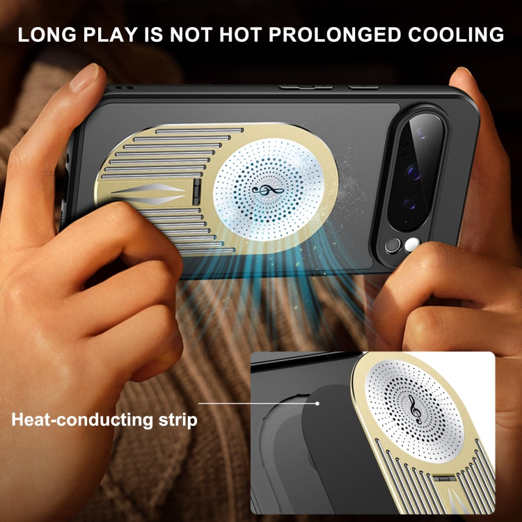 For Google Pixel 9 Pro XL Heat Dissipation Aromatherapy MagSafe Holder Phone Case(Gold) - Google Cases by PMC TechLife | Online Shopping South Africa | PMC TechLife | Buy Now Pay Later Mobicred