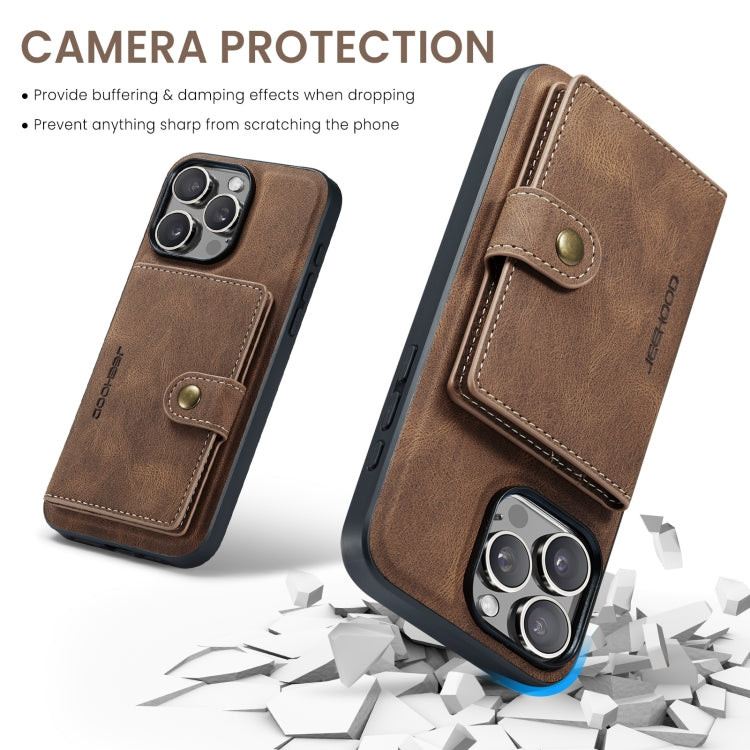 For iPhone 16 Pro JEEHOOD J01 Retro Magnetic Detachable Wallet Phone Case(Brown) - free shipping - PMC Jewellery - Order now!