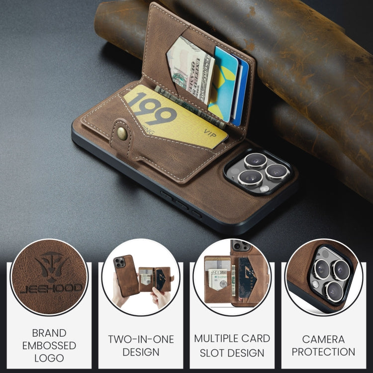 For iPhone 16 Pro JEEHOOD J01 Retro Magnetic Detachable Wallet Phone Case(Brown) - free shipping - PMC Jewellery - Order now!