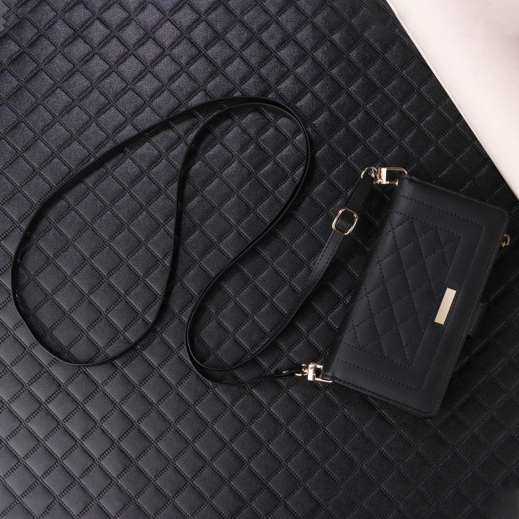 For Google Pixel 9 / 9 Pro Crossbody Zipper Wallet Rhombus Leather Phone Case(Black) - Google Cases by PMC TechLife | Online Shopping South Africa | PMC TechLife | Buy Now Pay Later Mobicred