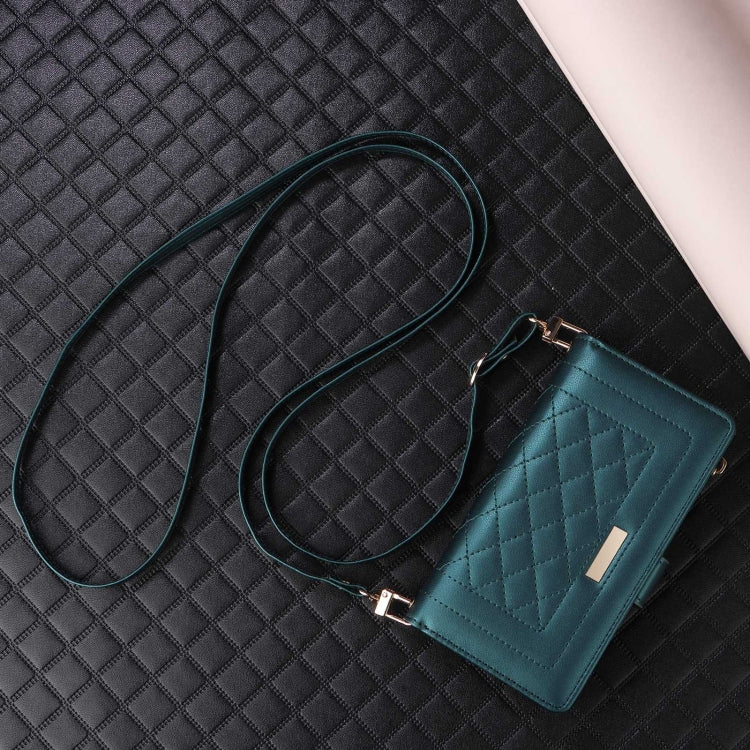 For Google Pixel 8 Crossbody Zipper Wallet Rhombus Leather Phone Case(Green) - Google Cases by PMC TechLife | Online Shopping South Africa | PMC TechLife | Buy Now Pay Later Mobicred