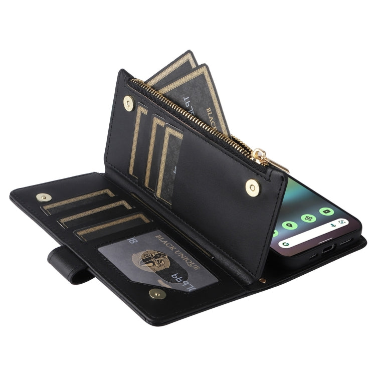 For Google Pixel 7a Crossbody Zipper Wallet Rhombus Leather Phone Case(Black) - Google Cases by PMC TechLife | Online Shopping South Africa | PMC TechLife | Buy Now Pay Later Mobicred