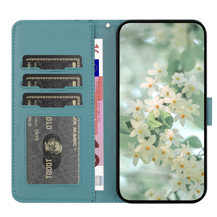 For Samsung Galaxy S25 Ultra 5G Floral Embossed Pattern Leather Phone Case(Dark Green) - Galaxy S25 Ultra 5G Cases by PMC Jewellery | Online Shopping South Africa | PMC Jewellery | Buy Now Pay Later Mobicred