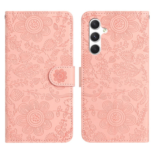 For Samsung Galaxy S25+ 5G Floral Embossed Pattern Leather Phone Case(Pink) - Galaxy S25+ 5G Cases by PMC Jewellery | Online Shopping South Africa | PMC Jewellery | Buy Now Pay Later Mobicred