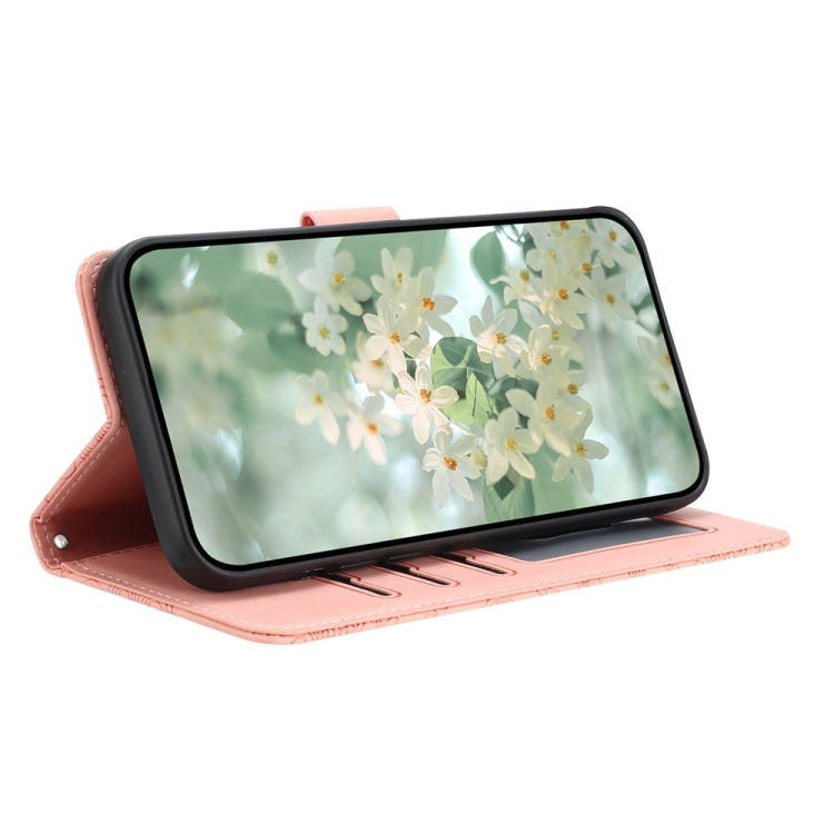For Samsung Galaxy S25+ 5G Floral Embossed Pattern Leather Phone Case(Pink) - Galaxy S25+ 5G Cases by PMC Jewellery | Online Shopping South Africa | PMC Jewellery | Buy Now Pay Later Mobicred