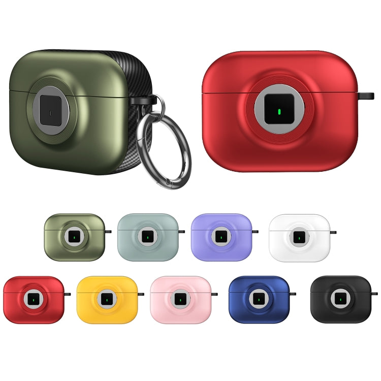 For AirPods Pro 2 Camera Series PC + TPU Headset Shockproof Carbon Fibre Case(Black) - For AirPods Pro 2 by PMC Jewellery | Online Shopping South Africa | PMC Jewellery | Buy Now Pay Later Mobicred