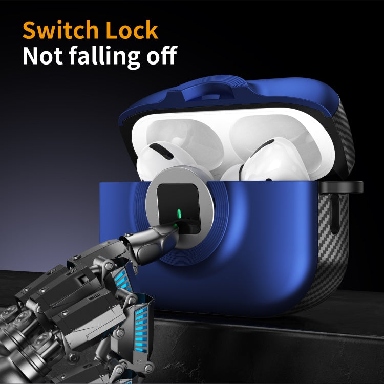 For AirPods Pro 2 Camera Series PC + TPU Headset Shockproof Carbon Fibre Case(Black) - For AirPods Pro 2 by PMC Jewellery | Online Shopping South Africa | PMC Jewellery | Buy Now Pay Later Mobicred