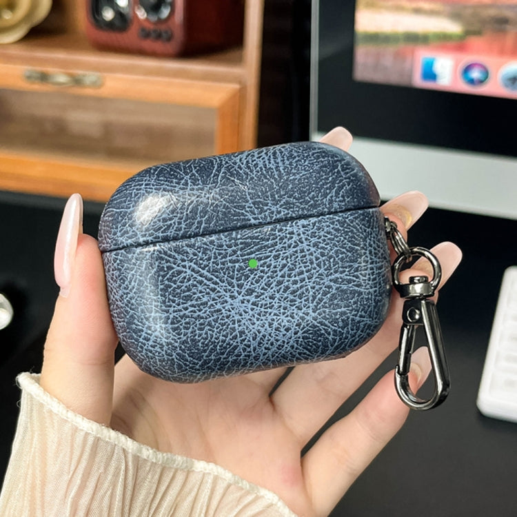 For AirPods 4 Retro Oil Leather Bluetooth Earphones Protective Case(Blue) - For AirPods 4 by PMC Jewellery | Online Shopping South Africa | PMC Jewellery | Buy Now Pay Later Mobicred