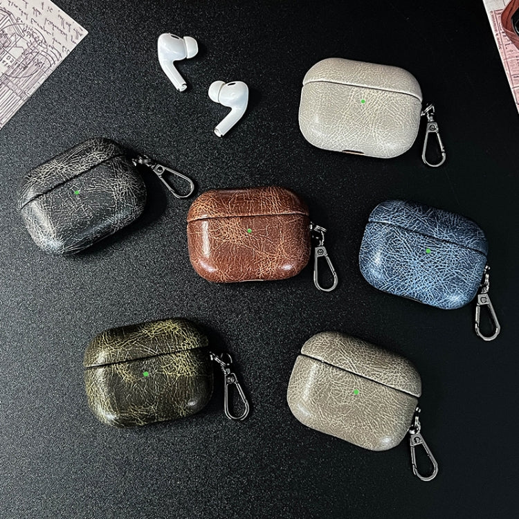For AirPods 4 Retro Oil Leather Bluetooth Earphones Protective Case(Blue) - For AirPods 4 by PMC Jewellery | Online Shopping South Africa | PMC Jewellery | Buy Now Pay Later Mobicred