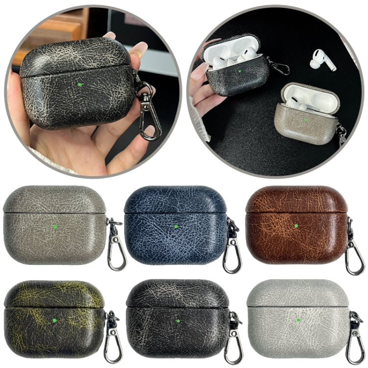 For AirPods Pro 2 Retro Oil Leather Bluetooth Earphones Protective Case(White) - For AirPods Pro 2 by PMC Jewellery | Online Shopping South Africa | PMC Jewellery | Buy Now Pay Later Mobicred