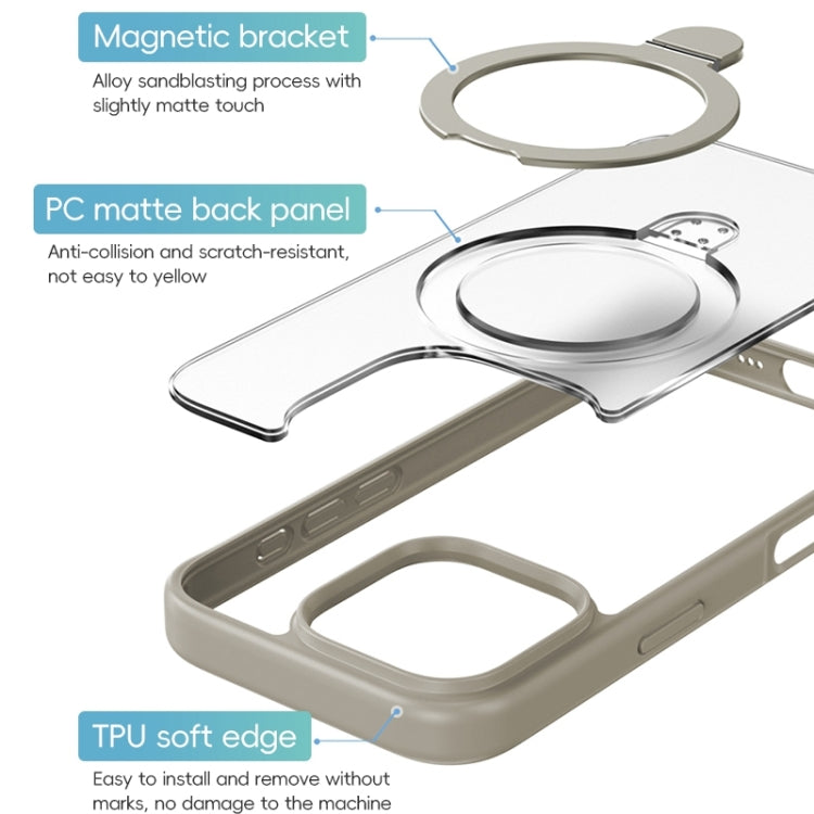 For iPhone 16 Pro Max ZGA Magsafe Holder PC Hybrid TPU Phone Case(Grey) - free shipping - PMC Jewellery - Order now!