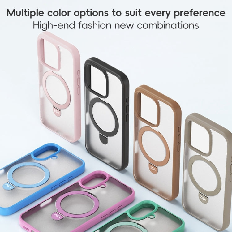 For iPhone 16 Pro ZGA Magsafe Holder PC Hybrid TPU Phone Case(Grey) - free shipping - PMC Jewellery - Order now!