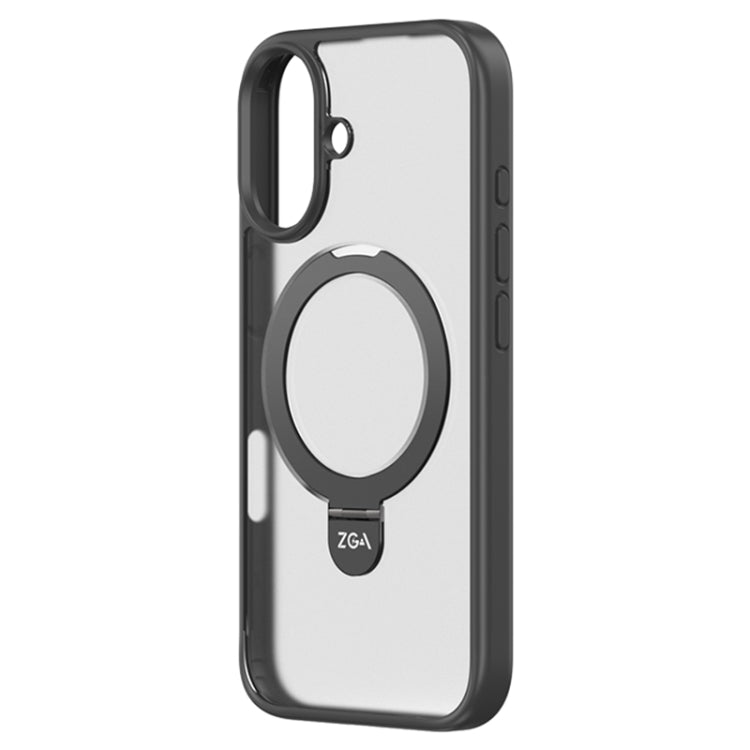 For iPhone 16 Plus ZGA Magsafe Holder PC Hybrid TPU Phone Case(Black) - free shipping - PMC Jewellery - Order now!
