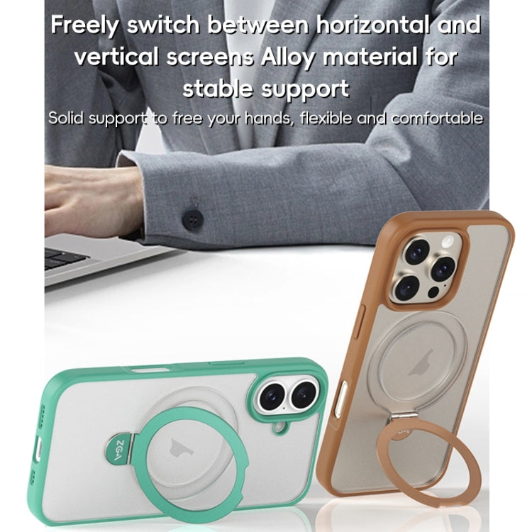 For iPhone 16 ZGA Magsafe Holder PC Hybrid TPU Phone Case(Green) - free shipping - PMC Jewellery - Order now!