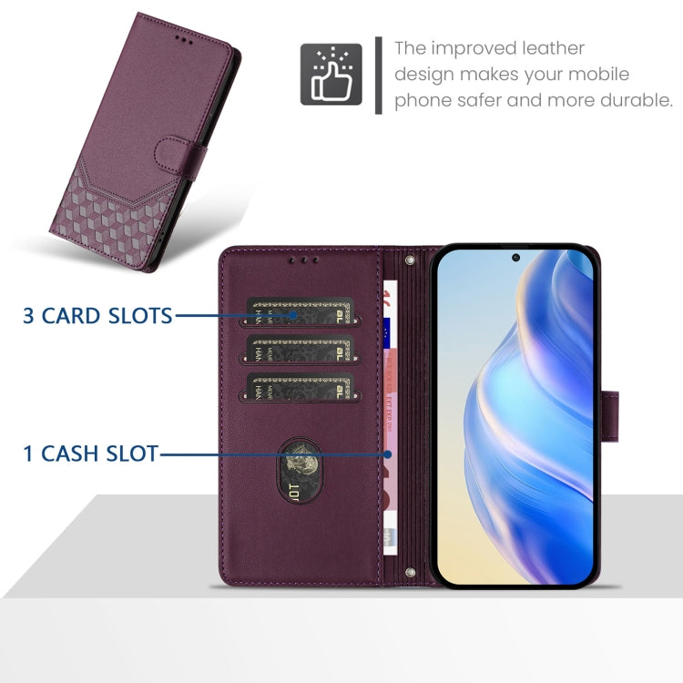 For Huawei Pura 70 Honeycomb Embossing RFID Leather Phone Case(Violet) - Huawei Cases by PMC Jewellery | Online Shopping South Africa | PMC Jewellery | Buy Now Pay Later Mobicred