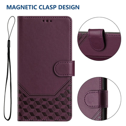 For Huawei Pura 70 Honeycomb Embossing RFID Leather Phone Case(Violet) - Huawei Cases by PMC Jewellery | Online Shopping South Africa | PMC Jewellery | Buy Now Pay Later Mobicred