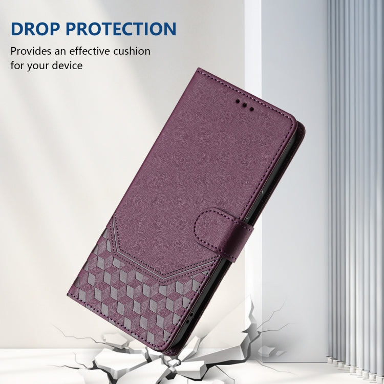 For Huawei Pura 70 Honeycomb Embossing RFID Leather Phone Case(Violet) - Huawei Cases by PMC Jewellery | Online Shopping South Africa | PMC Jewellery | Buy Now Pay Later Mobicred