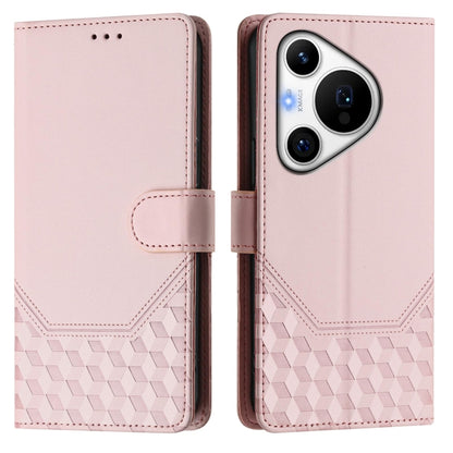 For Huawei Pura 70 Pro / Pura 70 Pro+ Honeycomb Embossing RFID Leather Phone Case(Pink) - Huawei Cases by PMC Jewellery | Online Shopping South Africa | PMC Jewellery | Buy Now Pay Later Mobicred