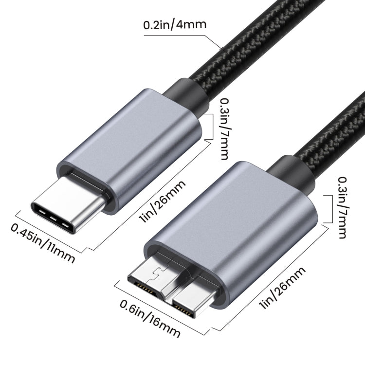 10Gbps USB-C / Type-C 3.1 to Micro B Mobile Hard Disk Adapter Cable, Length:3m - Cable & Adapters by PMC Jewellery | Online Shopping South Africa | PMC Jewellery | Buy Now Pay Later Mobicred