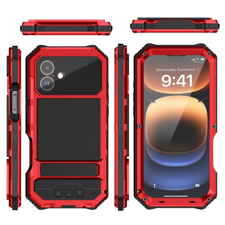 For iPhone 16 Plus R-JUST Life Waterproof Dustproof Shockproof Holder Phone Case(Red) - free shipping - PMC Jewellery - Order now!