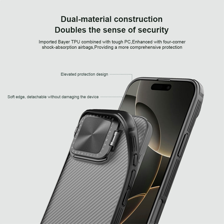 For iPhone 16 Pro NILLKIN CamShield Prop Translucent PC Phone Case(Black) - iPhone 16 Pro Cases by NILLKIN | Online Shopping South Africa | PMC Jewellery | Buy Now Pay Later Mobicred