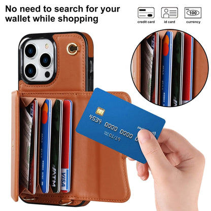 For iPhone 16 Pro RFID Card Slot Phone Case with Long Lanyard(Brown) - iPhone 16 Pro Cases by PMC Jewellery | Online Shopping South Africa | PMC Jewellery | Buy Now Pay Later Mobicred