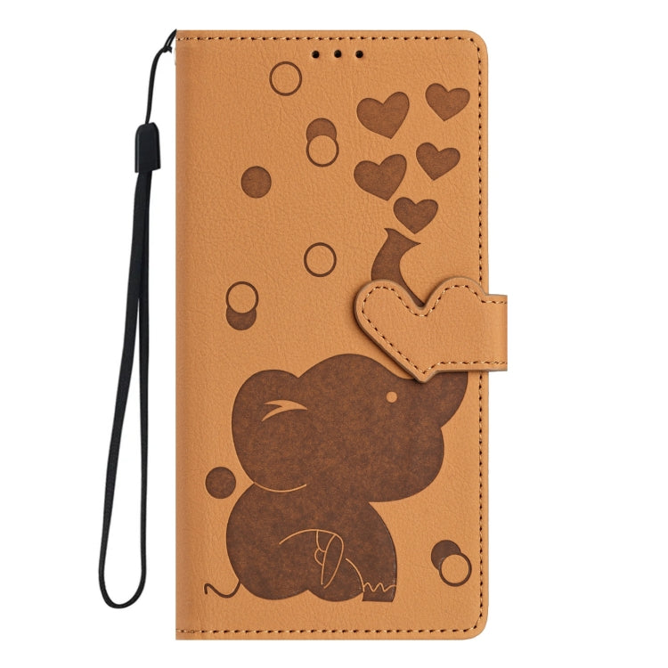 For Samsung Galaxy S25 5G Cartoon Elephant Embossed Leather Phone Case(Yellow) - Galaxy S25 5G Cases by PMC Jewellery | Online Shopping South Africa | PMC Jewellery | Buy Now Pay Later Mobicred
