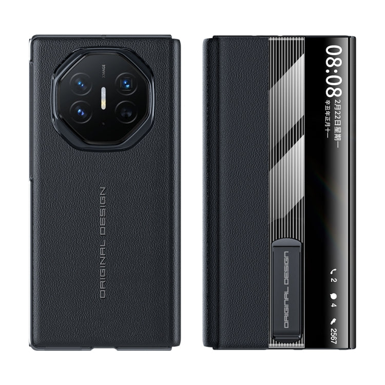 For Huawei Mate XT Ultimate Smart Side View Window Genuine Leather Phone Case(Black) - Huawei Cases by PMC TechLife | Online Shopping South Africa | PMC TechLife | Buy Now Pay Later Mobicred