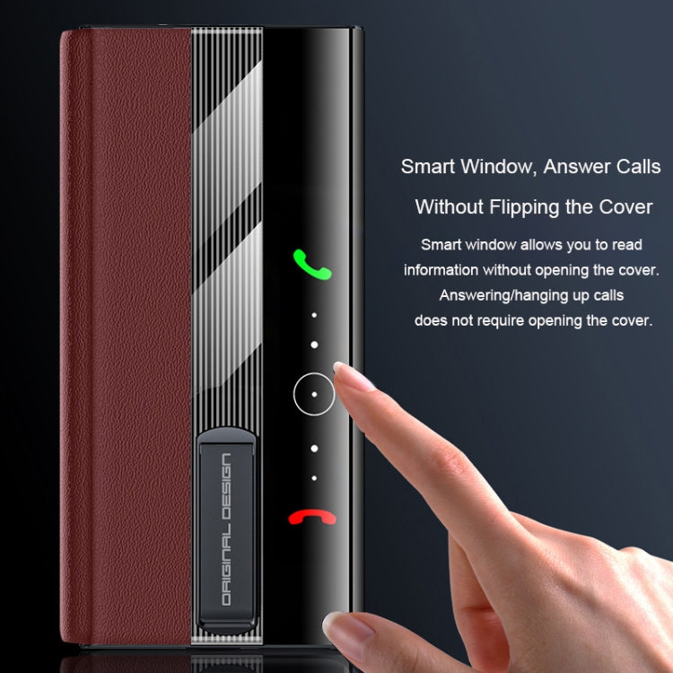 For Huawei Mate XT Ultimate Smart Side View Window Genuine Leather Phone Case(Black) - Huawei Cases by PMC TechLife | Online Shopping South Africa | PMC TechLife | Buy Now Pay Later Mobicred