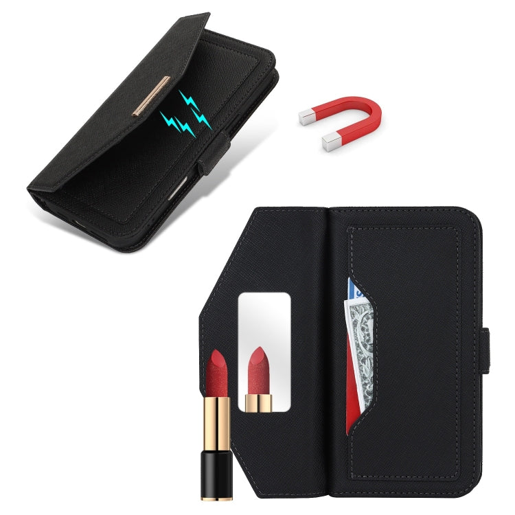 For iPhone 16 Plus Cross Texture Crossbody Lanyard Leather Phone Case(Black) - free shipping - PMC Jewellery - Order now!