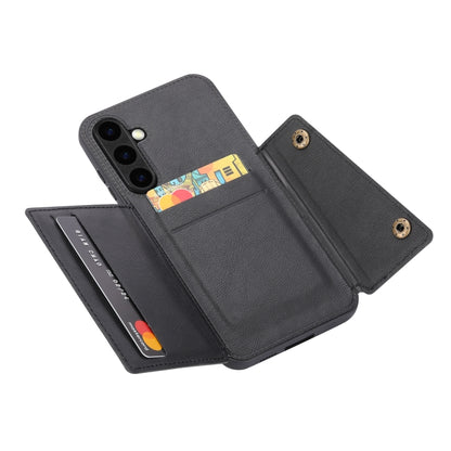 For Samsung Galaxy S25+ 5G Double Buckle Card Slots Magnetic Phone Case(Black) - Galaxy S25+ 5G Cases by PMC Jewellery | Online Shopping South Africa | PMC Jewellery | Buy Now Pay Later Mobicred