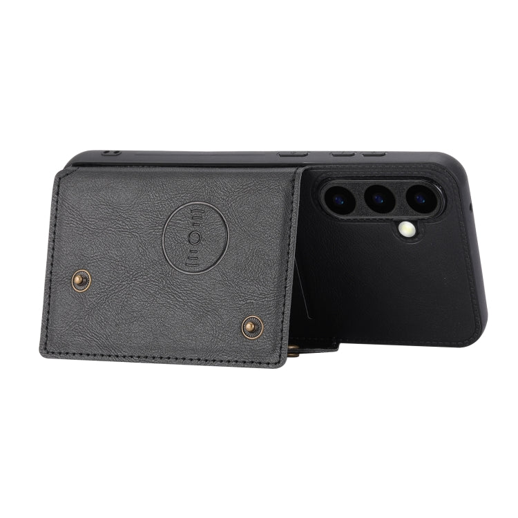 For Samsung Galaxy S25+ 5G Double Buckle Card Slots Magnetic Phone Case(Black) - Galaxy S25+ 5G Cases by PMC Jewellery | Online Shopping South Africa | PMC Jewellery | Buy Now Pay Later Mobicred