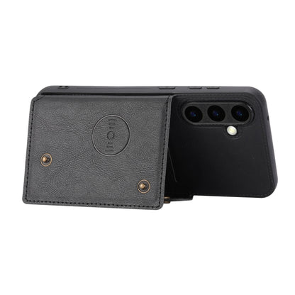 For Samsung Galaxy S25 5G Double Buckle Card Slots Magnetic Phone Case(Black) - Galaxy S25 5G Cases by PMC Jewellery | Online Shopping South Africa | PMC Jewellery | Buy Now Pay Later Mobicred